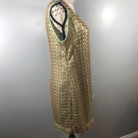 Anthropologie metallic Golden Sequin Shift Dress - Picture 6 of 8